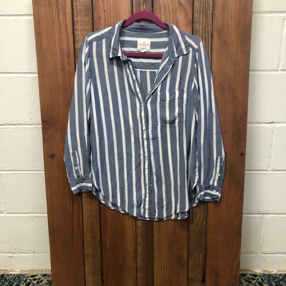 American Eagle size small striped button top - Picture 7 of 8